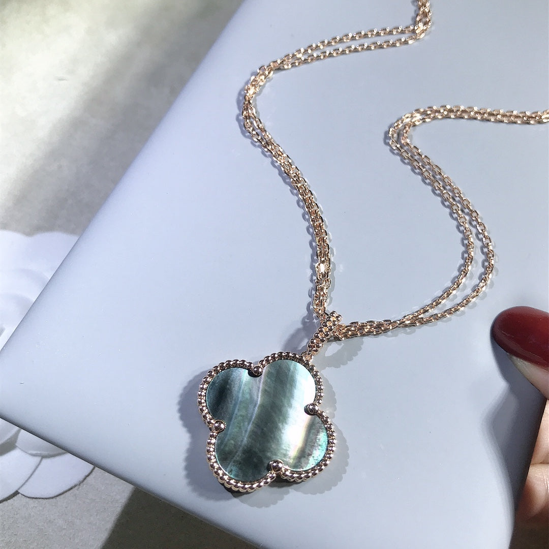 [Max Jewelry ]CLOVER 25MM GOLD DARK MOP BIG CLOVER NECKLACE