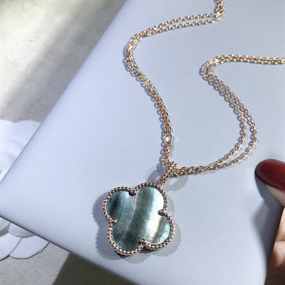 [Max Jewelry ]CLOVER 25MM GOLD DARK MOP BIG CLOVER NECKLACE