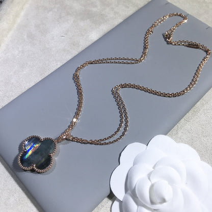 [Max Jewelry ]CLOVER 25MM GOLD DARK MOP BIG CLOVER NECKLACE