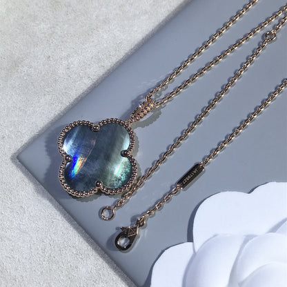 [Max Jewelry ]CLOVER 25MM GOLD DARK MOP BIG CLOVER NECKLACE
