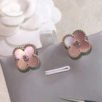 [Plus&Max]CLOVER MEDIUM 1 MOTIFS  PINK MOP DIAMOND EARRINGS