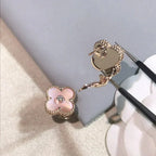 [Plus&Max]CLOVER MEDIUM 1 MOTIFS  PINK MOP DIAMOND EARRINGS