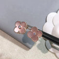 [Plus&Max]CLOVER MEDIUM 1 MOTIFS  PINK MOP DIAMOND EARRINGS