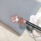 [Plus&Max]CLOVER MEDIUM 1 MOTIFS  PINK MOP DIAMOND EARRINGS