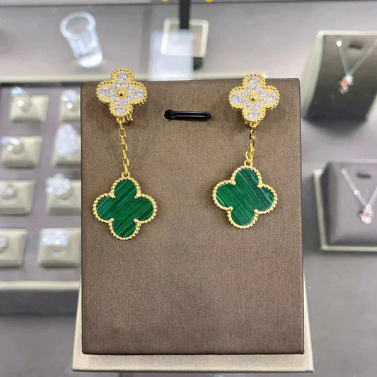 [Max Jewelry ]CLOVER  2 MOTIFS  DIAMOND  EARRINGS (MULTIPLE CHOICESç´