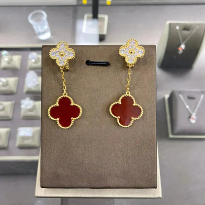 [Max Jewelry ]CLOVER  2 MOTIFS  DIAMOND  EARRINGS (MULTIPLE CHOICESç´
