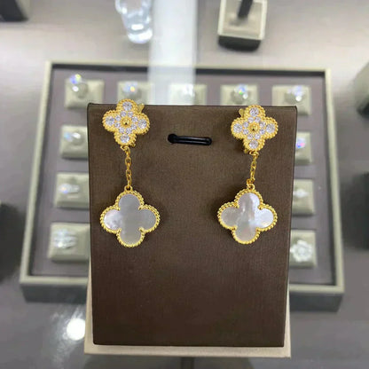 [Max Jewelry ]CLOVER  2 MOTIFS  DIAMOND  EARRINGS (MULTIPLE CHOICESç´