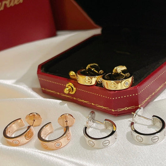 [Max Jewelry ]LOVE EARRINGS 5.7MM 2 DIAMONDS