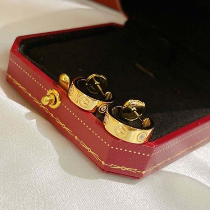 [Max Jewelry ]LOVE EARRINGS 5.7MM 2 DIAMONDS