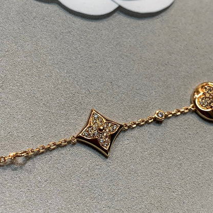 [Max Jewelry ]STAR AND SUN 4 MOTIFS GOLD DIAMONDS BRACELET