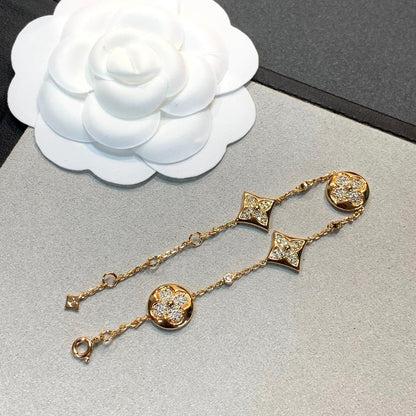 [Max Jewelry ]STAR AND SUN 4 MOTIFS GOLD DIAMONDS BRACELET