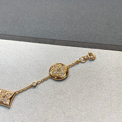 [Max Jewelry ]STAR AND SUN 4 MOTIFS GOLD DIAMONDS BRACELET