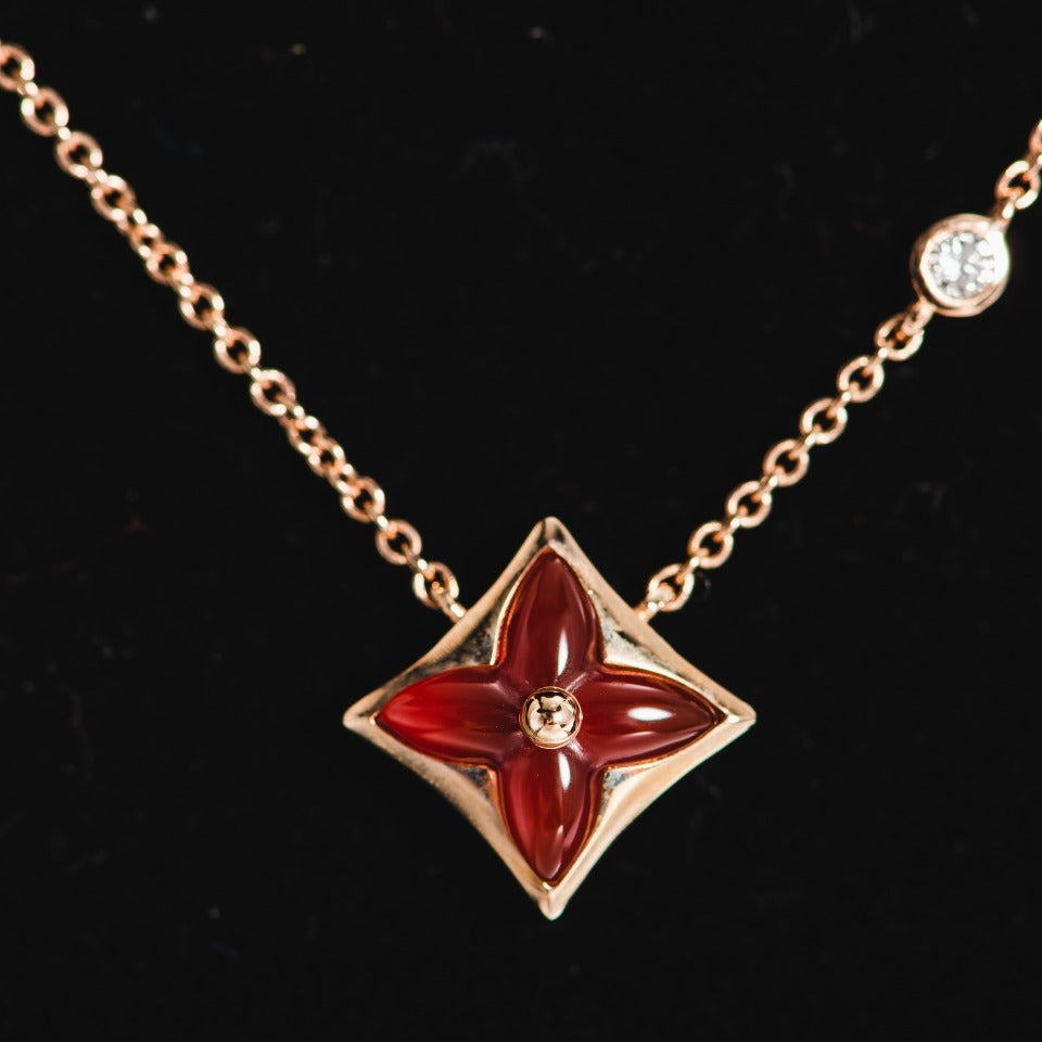 [Max Jewelry ]STAR NECKLACE PINK GOLD 1 DIAMOND