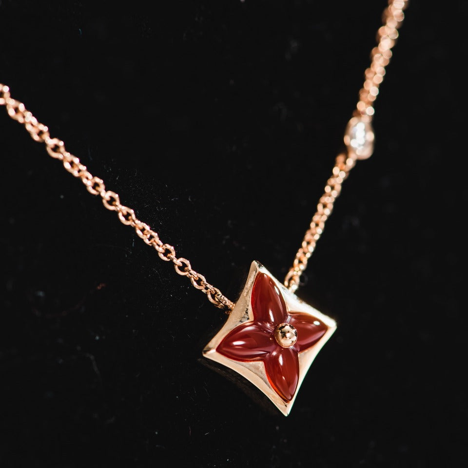 [Max Jewelry ]STAR NECKLACE PINK GOLD 1 DIAMOND