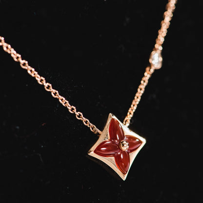 [Max Jewelry ]STAR NECKLACE PINK GOLD 1 DIAMOND