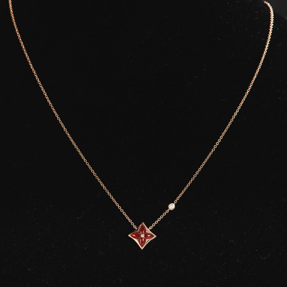 [Max Jewelry ]STAR NECKLACE PINK GOLD 1 DIAMOND