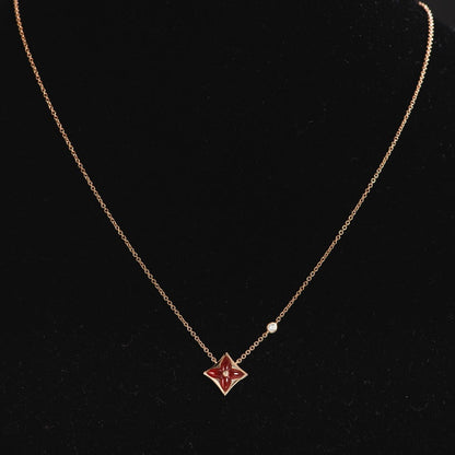 [Max Jewelry ]STAR NECKLACE PINK GOLD 1 DIAMOND