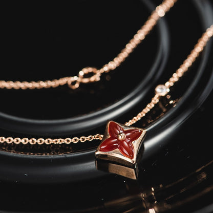[Max Jewelry ]STAR NECKLACE PINK GOLD 1 DIAMOND