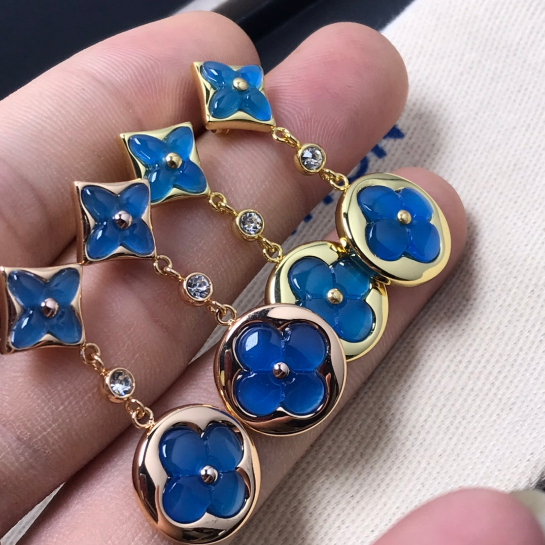 [Max Jewelry ]STAR AND SUN AGATE DIAMOND EARRINGS