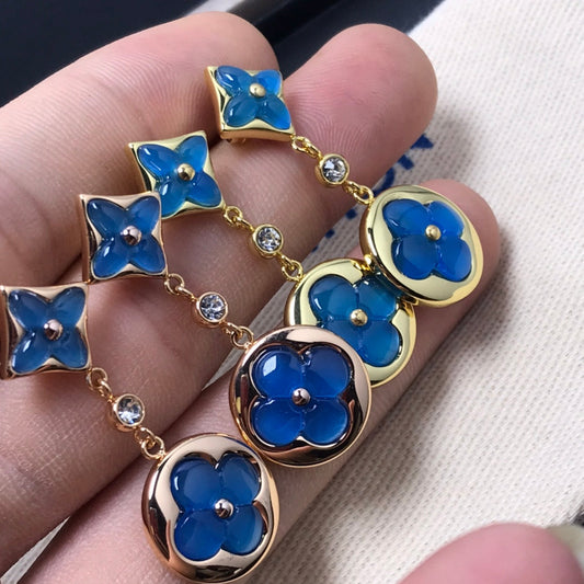 [Max Jewelry ]STAR AND SUN AGATE DIAMOND EARRINGS