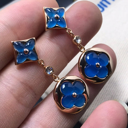 [Max Jewelry ]STAR AND SUN AGATE DIAMOND EARRINGS