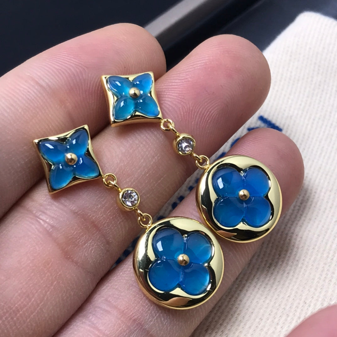 [Max Jewelry ]STAR AND SUN AGATE DIAMOND EARRINGS