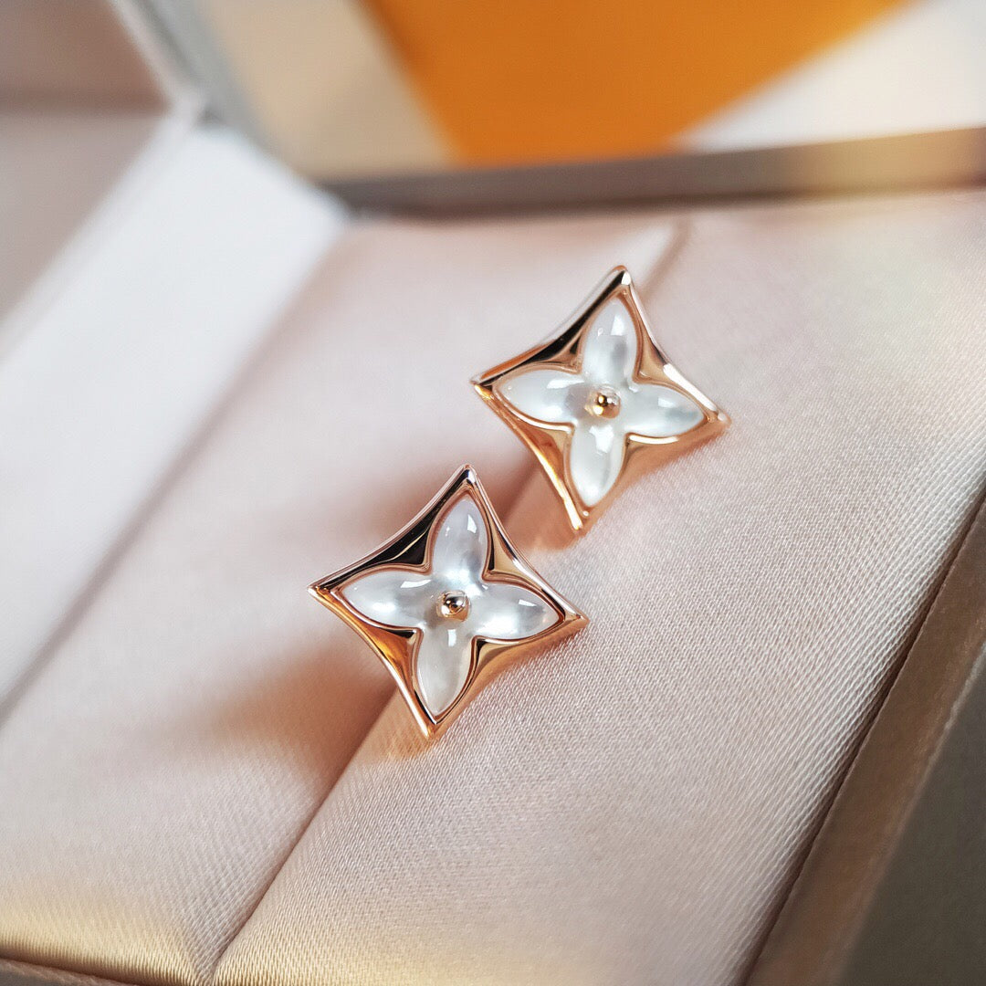 [Max Jewelry ]STAR MOP PINK GOLD EARRINGS