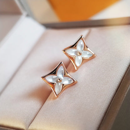 [Max Jewelry ]STAR MOP PINK GOLD EARRINGS