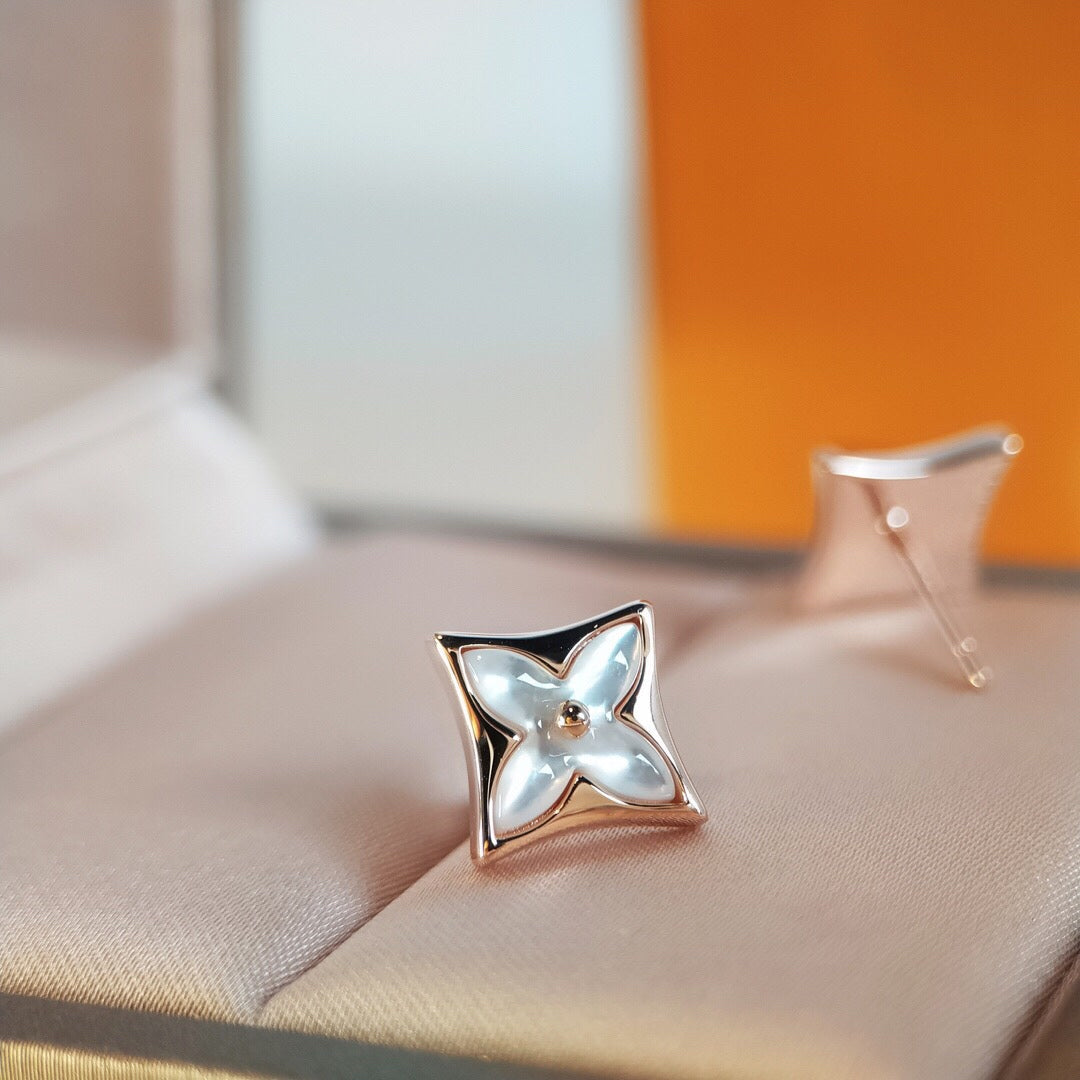 [Max Jewelry ]STAR MOP PINK GOLD EARRINGS