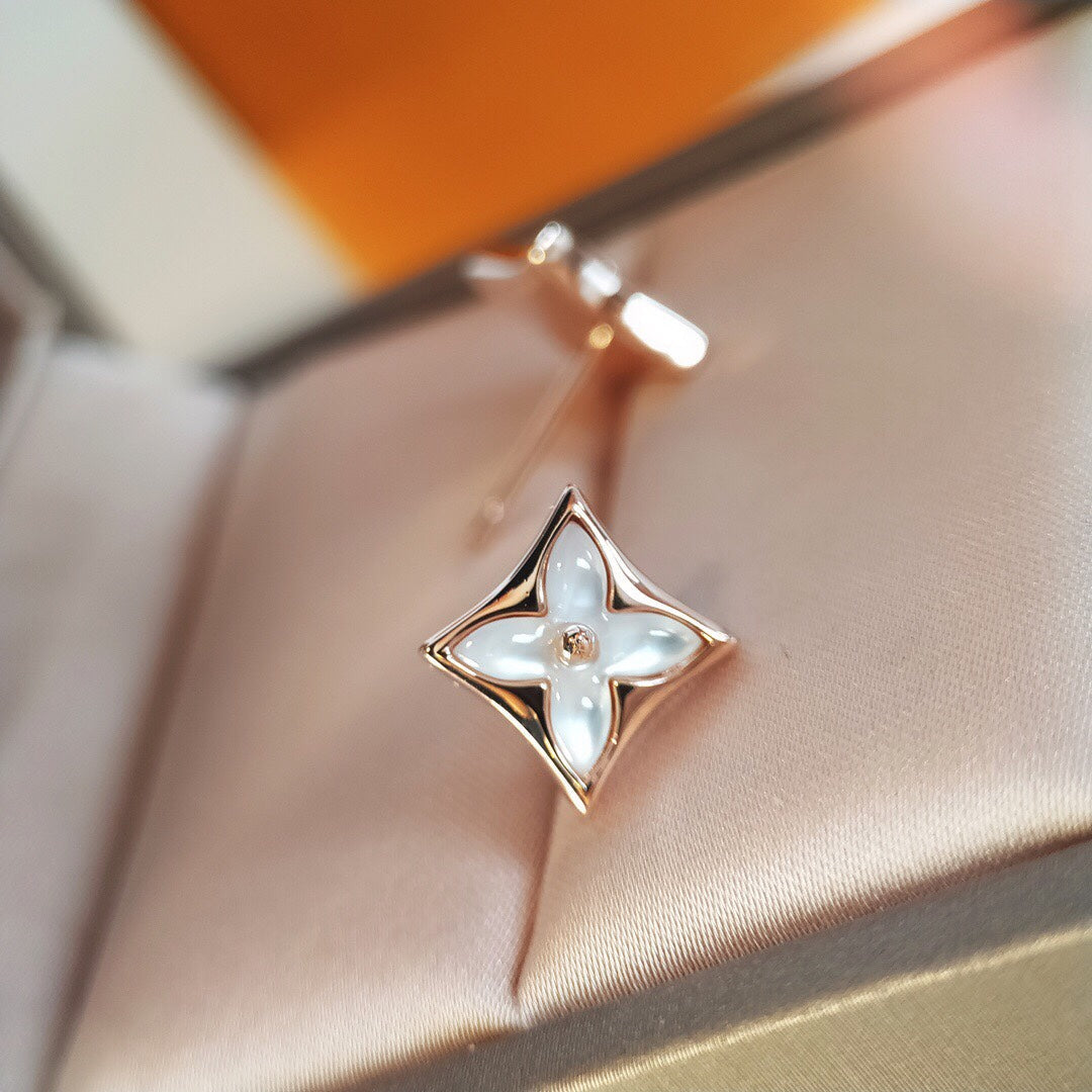 [Max Jewelry ]STAR MOP PINK GOLD EARRINGS