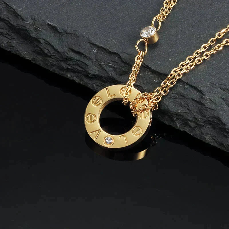 [Plus&Max]LOVE NECKLACE 16MM 2 DIAMONDS