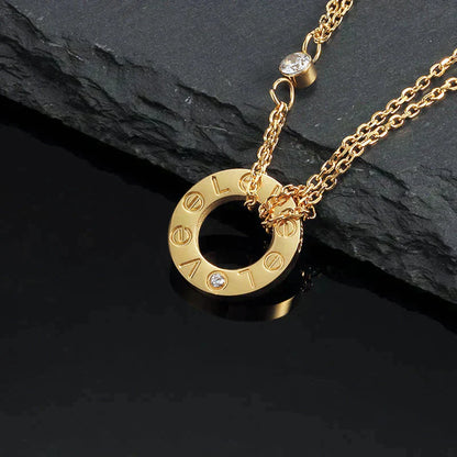[Max Jewelry ]LOVE NECKLACE 16MM 2 DIAMONDS