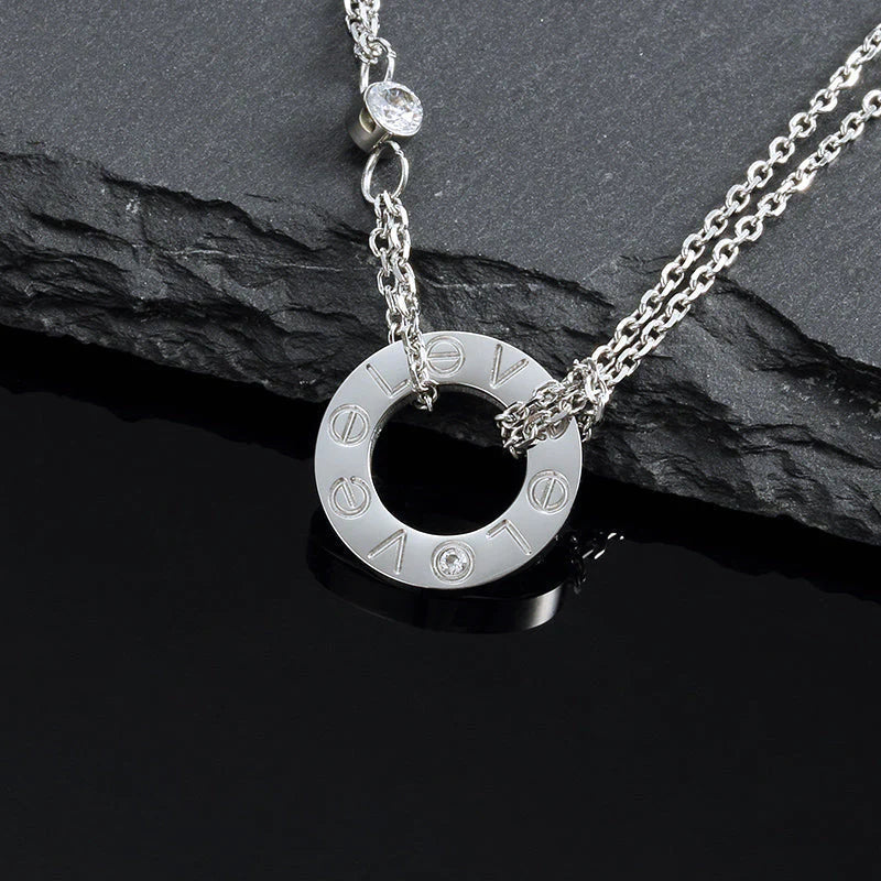 [Max Jewelry ]LOVE NECKLACE 16MM 2 DIAMONDS