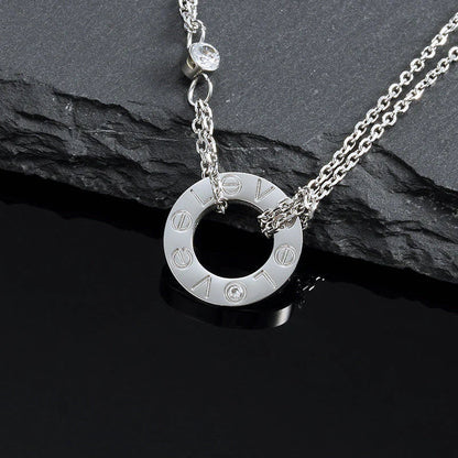 [Max Jewelry ]LOVE NECKLACE 16MM 2 DIAMONDS