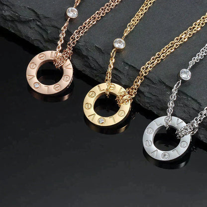 [Max Jewelry ]LOVE NECKLACE 16MM 2 DIAMONDS