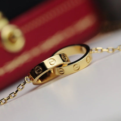 [Max Jewelry ]LOVE NECKLACE DOUBLE RING GOLD