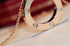 [Plus&Max]LOVE NECKLACE 16MM 6 DIAMONDS PINK GOLD