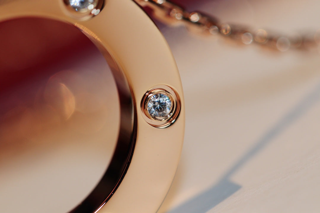 [Max Jewelry ]LOVE NECKLACE 16MM 6 DIAMONDS PINK GOLD