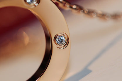 [Max Jewelry ]LOVE NECKLACE 16MM 6 DIAMONDS PINK GOLD