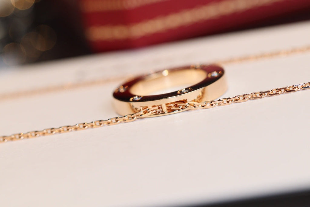 [Plus&Max]LOVE NECKLACE 16MM 6 DIAMONDS PINK GOLD