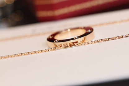 [Max Jewelry ]LOVE NECKLACE 16MM 6 DIAMONDS PINK GOLD
