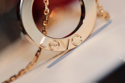 [Max Jewelry ]LOVE NECKLACE 16MM 6 DIAMONDS PINK GOLD