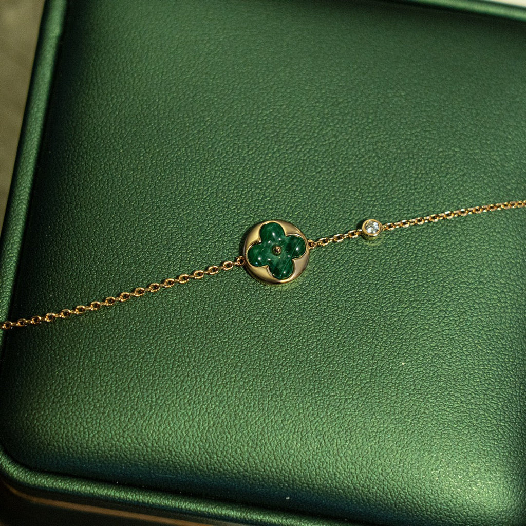 [Plus&Max]SUN MALACHITE 1 DIAMOND PINK GOLD BRACELET