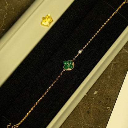 [Max Jewelry ]SUN MALACHITE 1 DIAMOND PINK GOLD BRACELET
