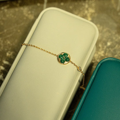 [Max Jewelry ]SUN MALACHITE 1 DIAMOND PINK GOLD BRACELET