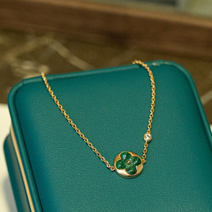 [Max Jewelry ]SUN MALACHITE 1 DIAMOND PINK GOLD BRACELET