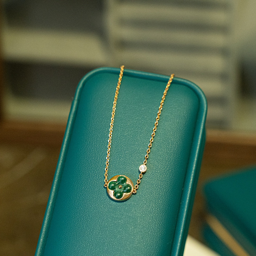 [Max Jewelry ]SUN MALACHITE 1 DIAMOND PINK GOLD BRACELET