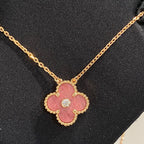 [Plus&Max]CLOVER 15MM DIAMOND RHODONITE NECKLACE