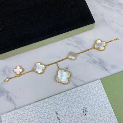 [Max Jewelry ]MAGIC CLOVER MOP GOLD BRACELET 5 MOTIFS