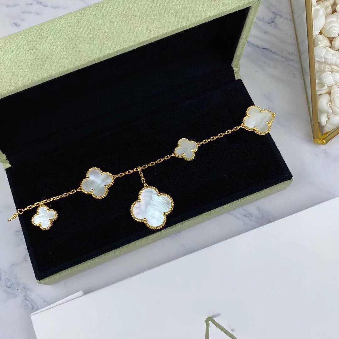 [Max Jewelry ]MAGIC CLOVER MOP GOLD BRACELET 5 MOTIFS